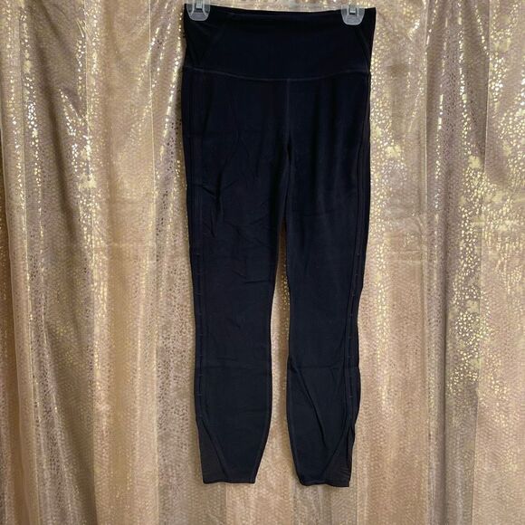 Athleta Black High Rise Peekaboo Mesh 7/8 Leggings, Small - Picture 1 of 10